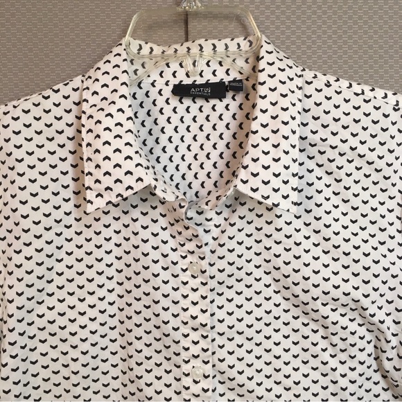 APT.9 Button Up Shirt Women's Size Large Long Sleeve White / Blue Casual - Picture 2 of 10